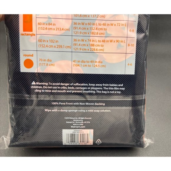 Celebrate Halloween Pumpkins Vinyl Tablecloth 60 x 84 Black Orange NEW - Picture 5 of 5